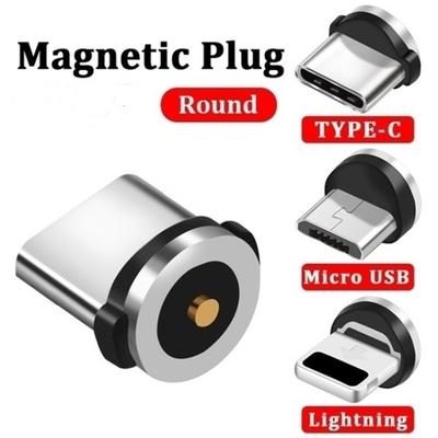 1/3/5/10PCS Round Magnetic Cable Plug Type C Micro USB C 8 Pin Plugs Fast Charging Adapter Phone Microusb Type-C Magnet Charger Plug