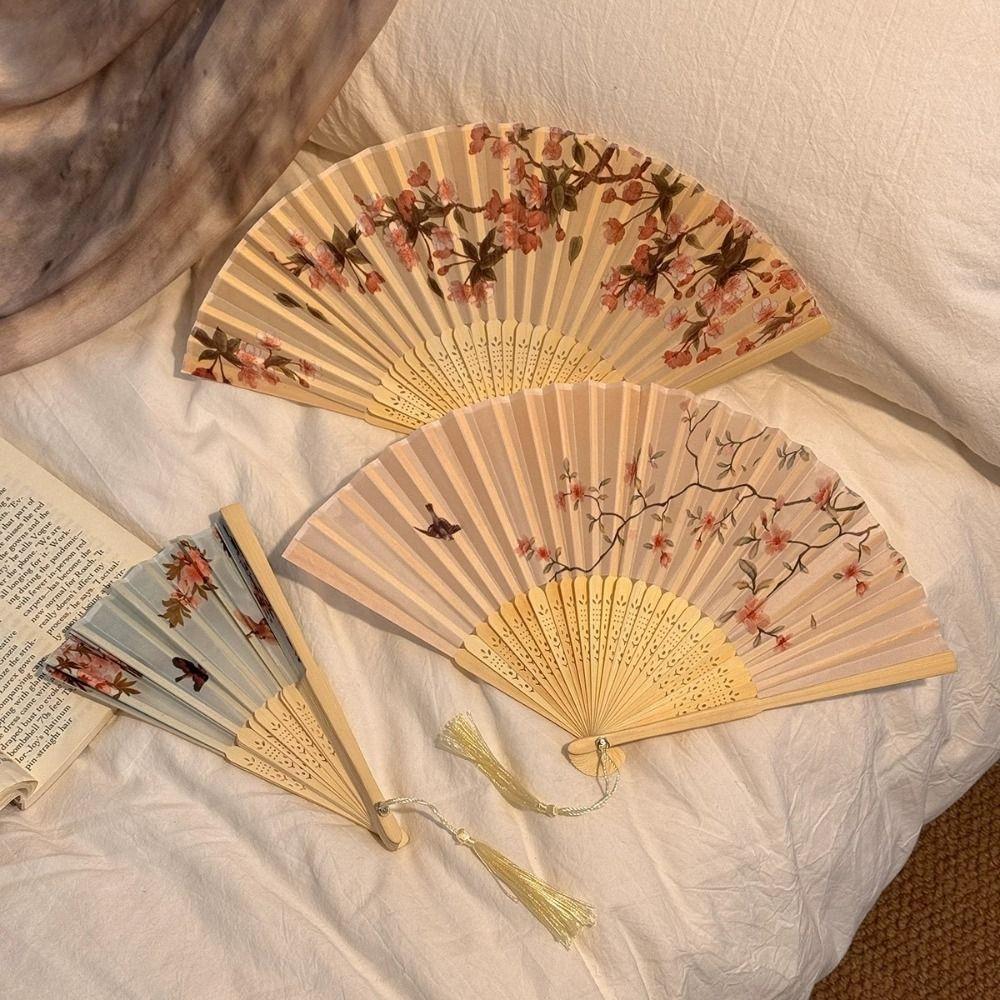 Plastic Chinese Japanese Folding Fan Colorful Folding Fan Decorative Portable Photo Props  Outdoor