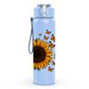 1PC Single Sunflower Bloom 750ml Color Plastic Sports Water Bottle Leakproof Flip Straw Lid For Sports Office Home Use