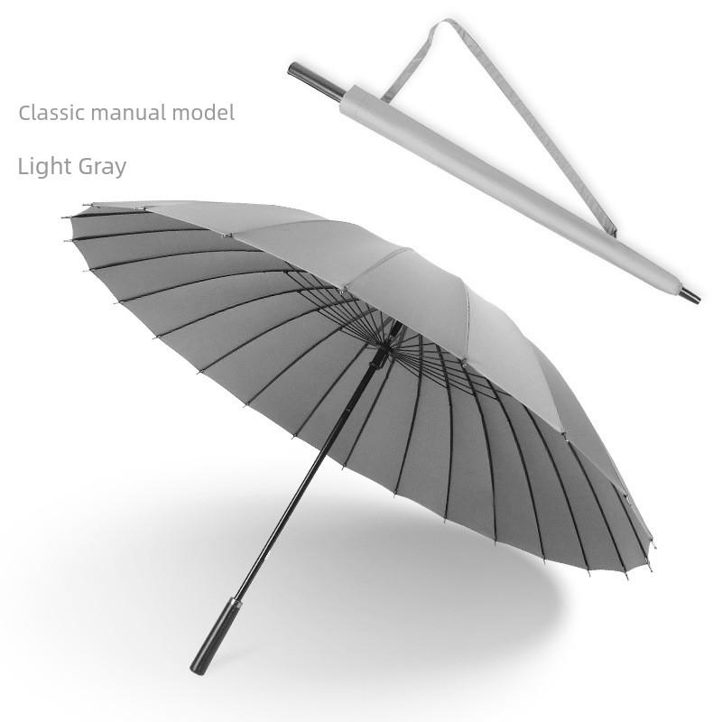 24-Rib Long-Handle Umbrella, Large Size, Wind-Resistant Straight Umbrella for Two People, Men's Business Promotional Gift Umbrella