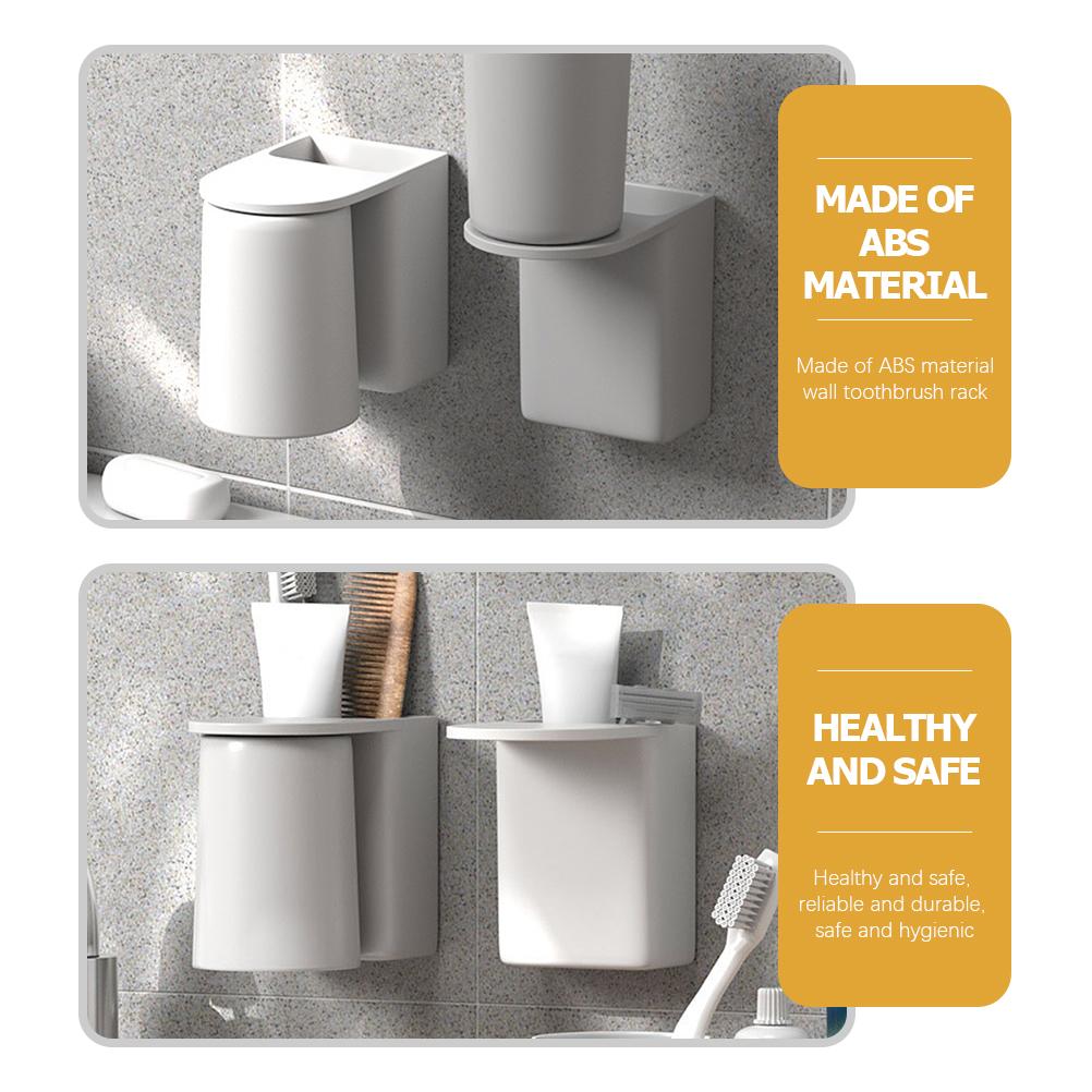 Magnetic Cup Holder Wall Mounted Toothbrush Rack Abs Pp Material Bathroom Storage Electric Toothbrush Stand Toothpaste