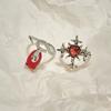 Cross Thorn Snake Open Ring Jewelry Personality Retro Punk Niche Design Stacked Red Index Finger Ring