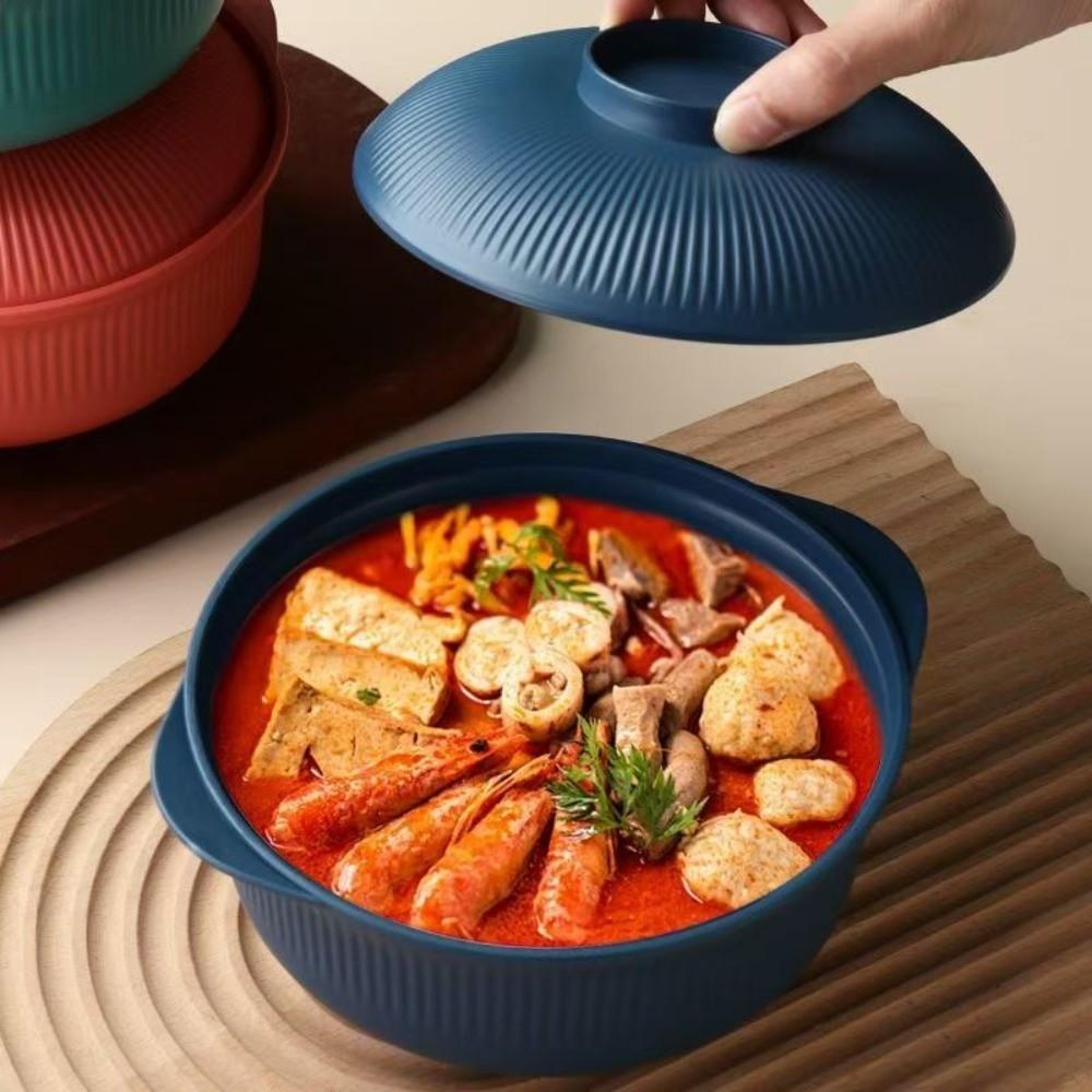 Lid Cover Instant Noodle Bowls 1L Capacity Soup Bowls Durable Plastic Rice Bowl Hot Rice