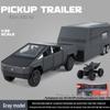 1:32 Tesla Pickup Truck Toy with Caravan: Alloy Pull-back Model with Sound, Light, and Opening Doors