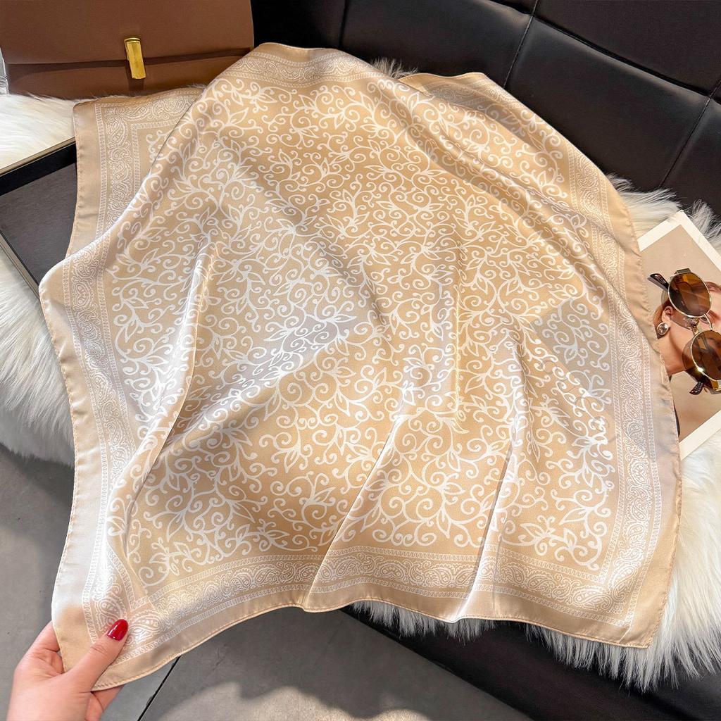 Spring Small Silk Scarf Korean Version Imitation Silk Scarf Women'S Retro Decorative Square Scarf Small Scarf Tied Bag Ribbon