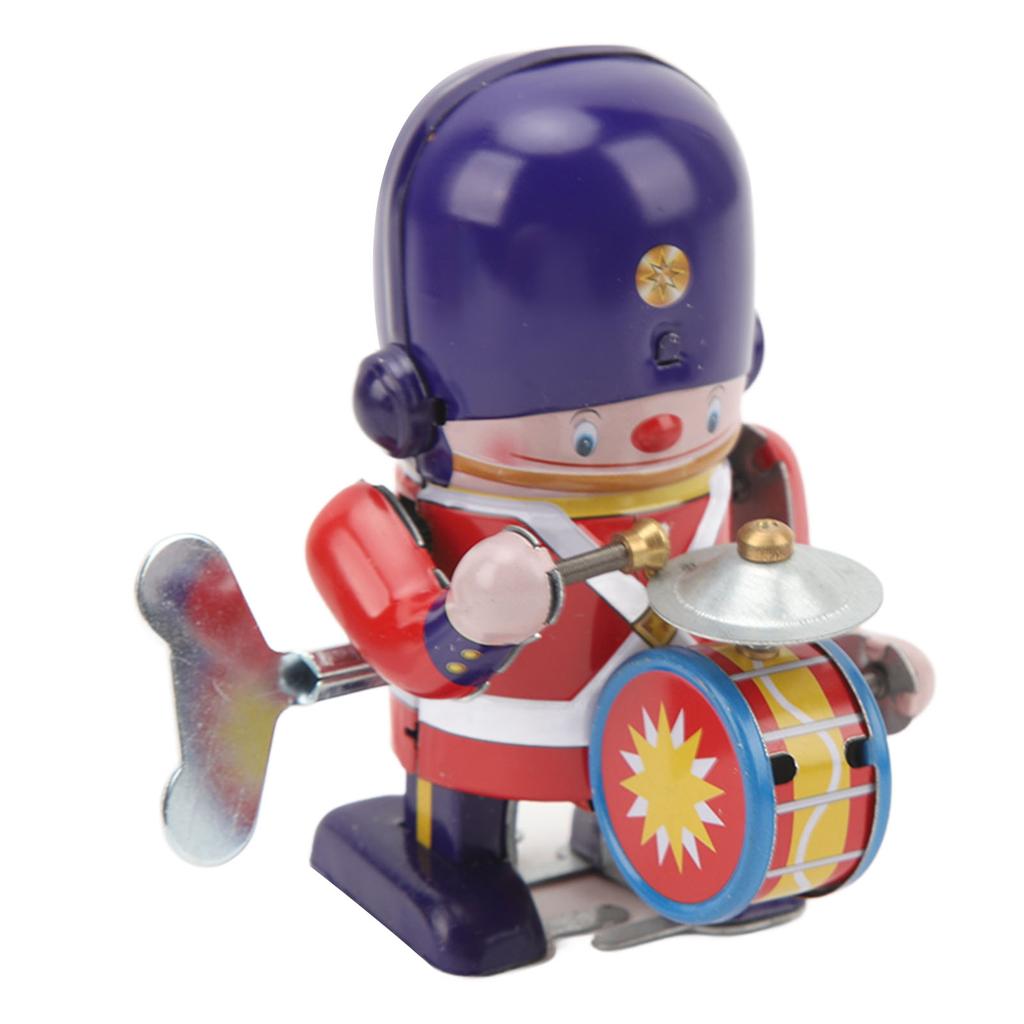 Tinplate Walking Drummer Soldier Wind Up Toy Drumming Decorative Wind Up Toy Adult Kids Collectible Gift