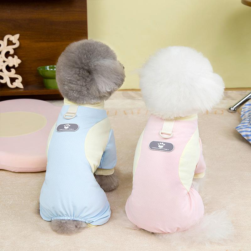

Spring and summer paw print leather label dog ice silk mesh four feet cool clothes teddy than bear summer cool pet clothes XXL (recommended weight 12-9 kg) бонді синього кольору