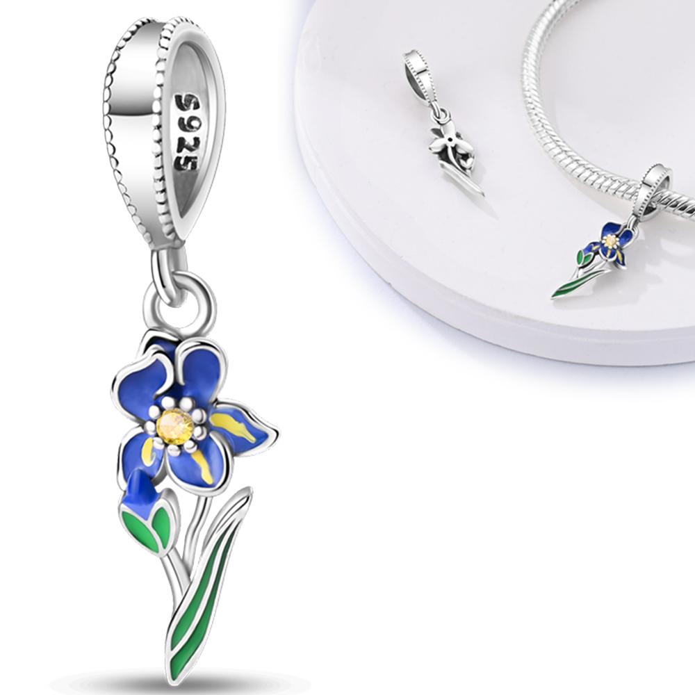 

Original Charms Copper Dreamy Blue Orchid Leaf Pendants Fit Charms Plata Bracelets For Women Jewelry Making Fine Gifts