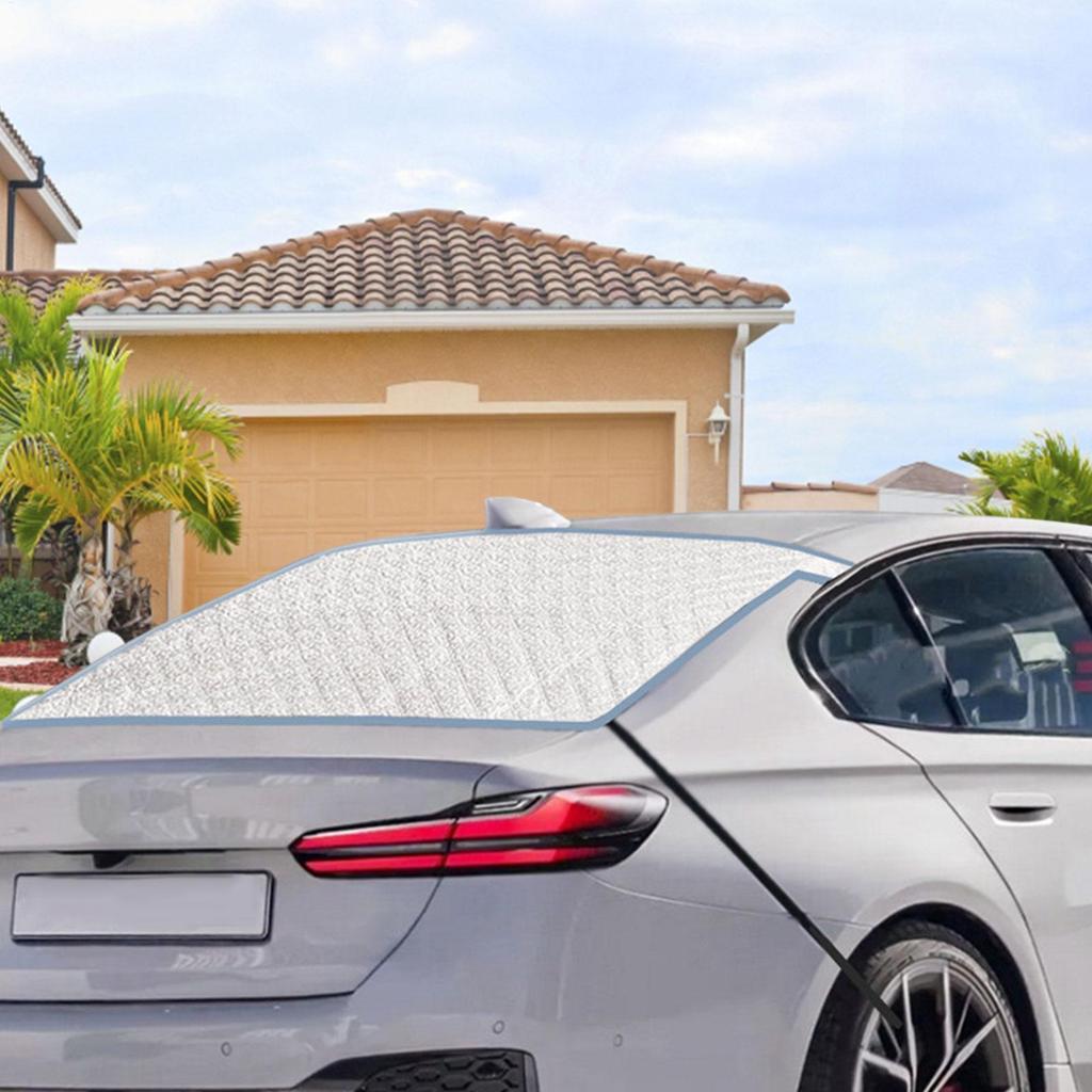 140*80cm Rear Windshield Snow Cover 2-layer Aluminum Foil Car Winter Windshield Cover With Hooks And Invisible Magnet Snow Cover