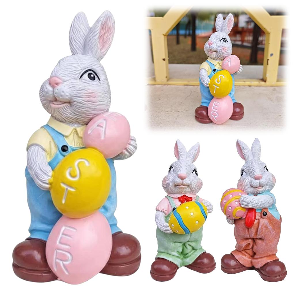 Easter Handcrafted Resin Figurines Colorful Spring Rabbit Decor for Home and Holiday Celebrations