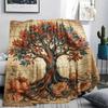 1PC Retro Tree of Life Flowers Print Flannel Blanket, High quality All Seasons, Home Decor, Warmth and Comfort, Perfect for Christmas Gifts