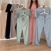 Ice Silk Pyjamas Kvinner Solid todelt sett Sommer Natttøy Kortermet Høst Koreansk Klassisk Basic Elegant Chic Trend