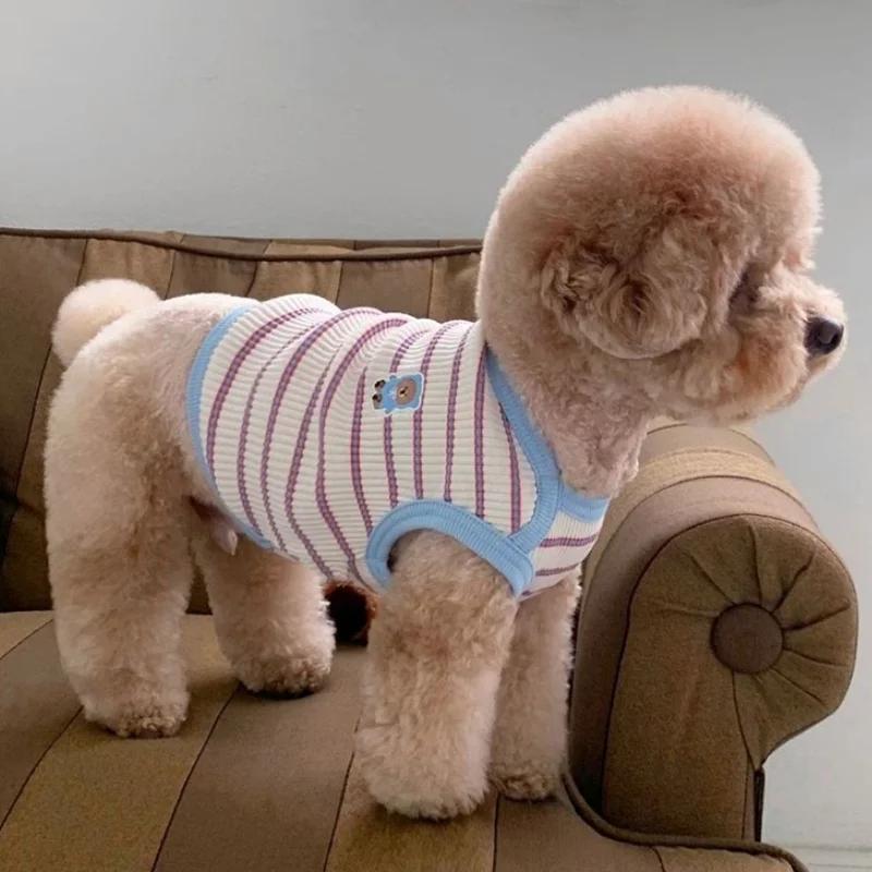 Striped Pet Vest Thin Teddy Bears Pomeranian Yorkshire Small Dog Cats Dogs Clothes Summer Puppy Clothes Dog Cooling Vest