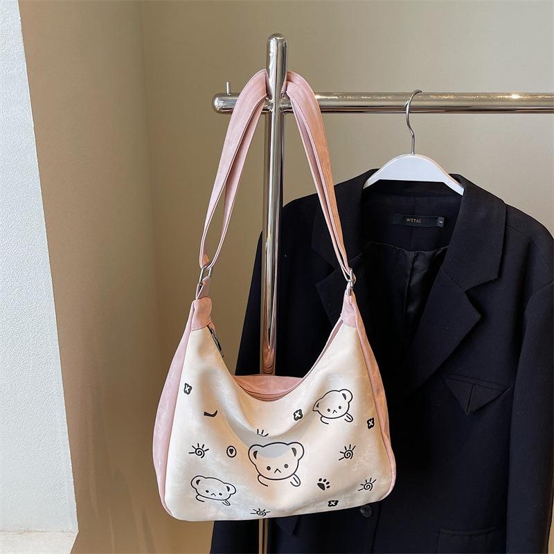 

Мультяшная сумка-тоут с принтом, летняя новинка, модная сумка на плечо большой вместимости, универсальная сумка под мышкой