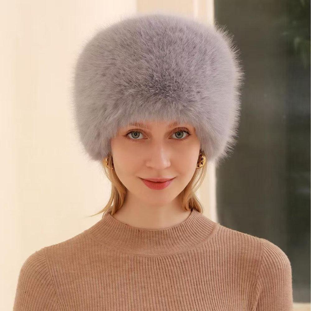 Fur Hat Women Warm Snow Ski Cap Female Fluffy Faux Fur Bucket Hat Thick Winter Outdoor Earwarmer Windproof Ear Protect Caps