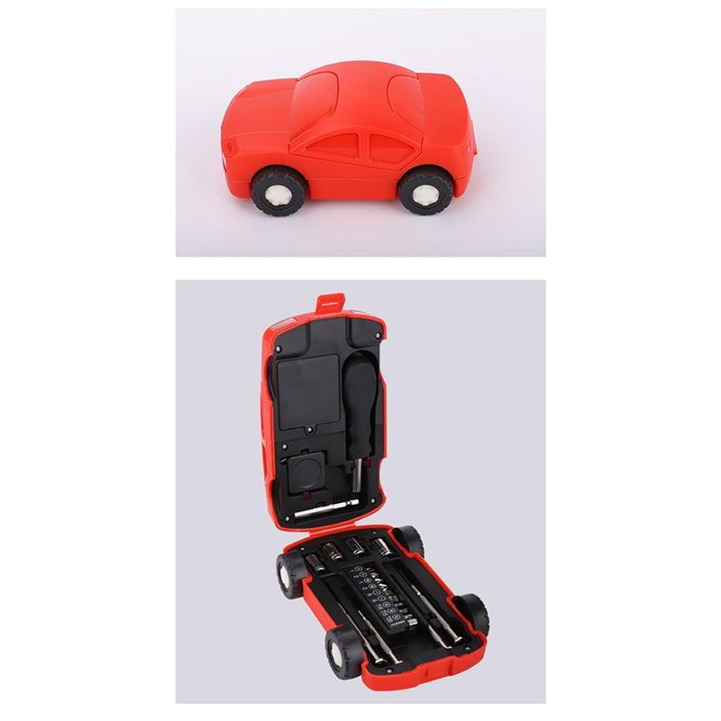AAAF 21 In 1 Car Shaped Mini Screwdriver Set And Torch Portable Carbon Steel Screwdriver Set Repair Tool