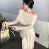Autumn New Sexy One Shoulder Pullover Sweaters for Women Lapel Off Shoulder Long Sleeved Knitted Sweater Woman Elegant Casual Winter Knitwear 24861