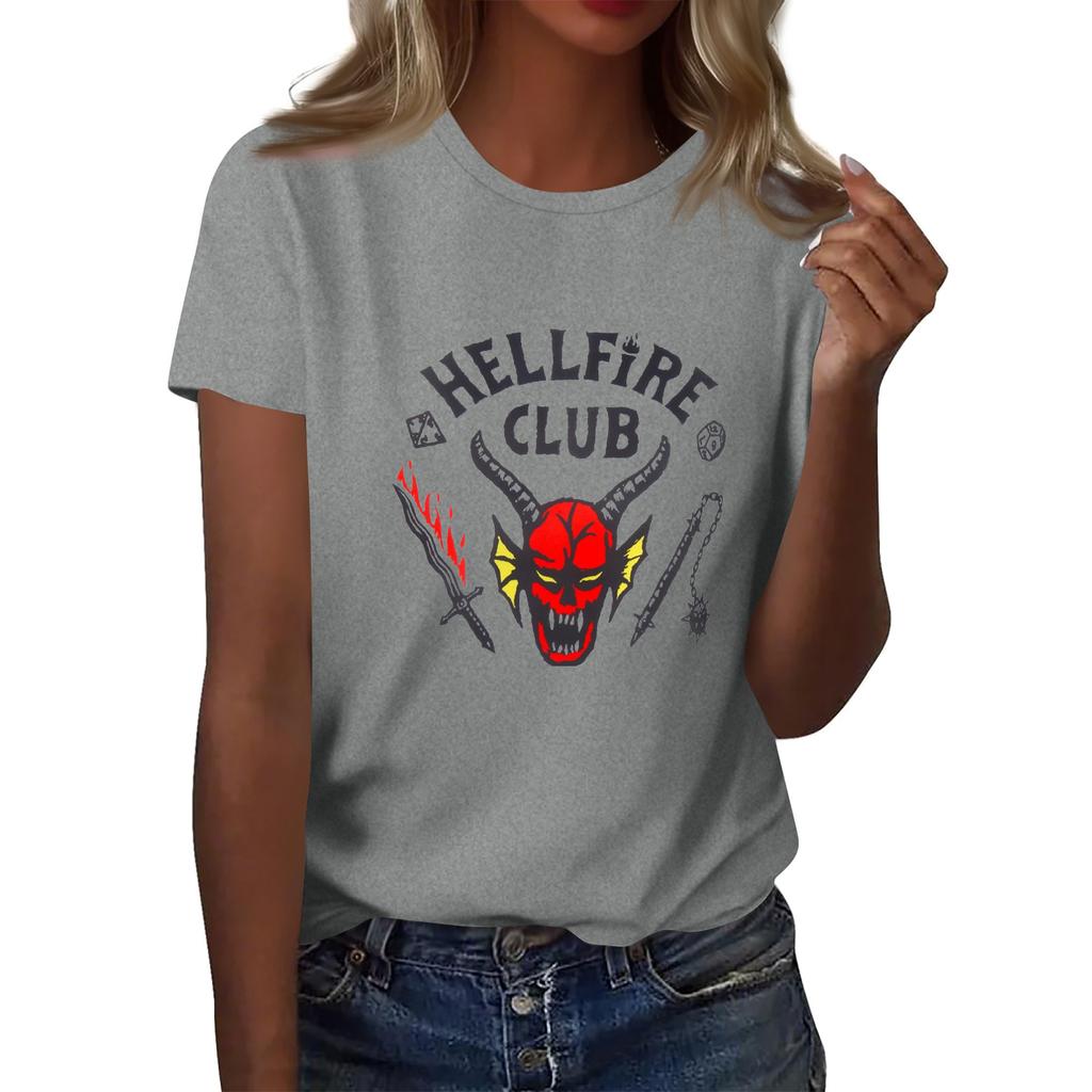 Women's Fashionable Casual Short Sleeved Printed T-Shirt Round Neck Top