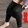 Schwarze Samt-Leggings mit hohem Bund für Damen, Skinny Fit, Übergröße, Schlankmachend, Warme Oberbekleidung für Herbst/Winter