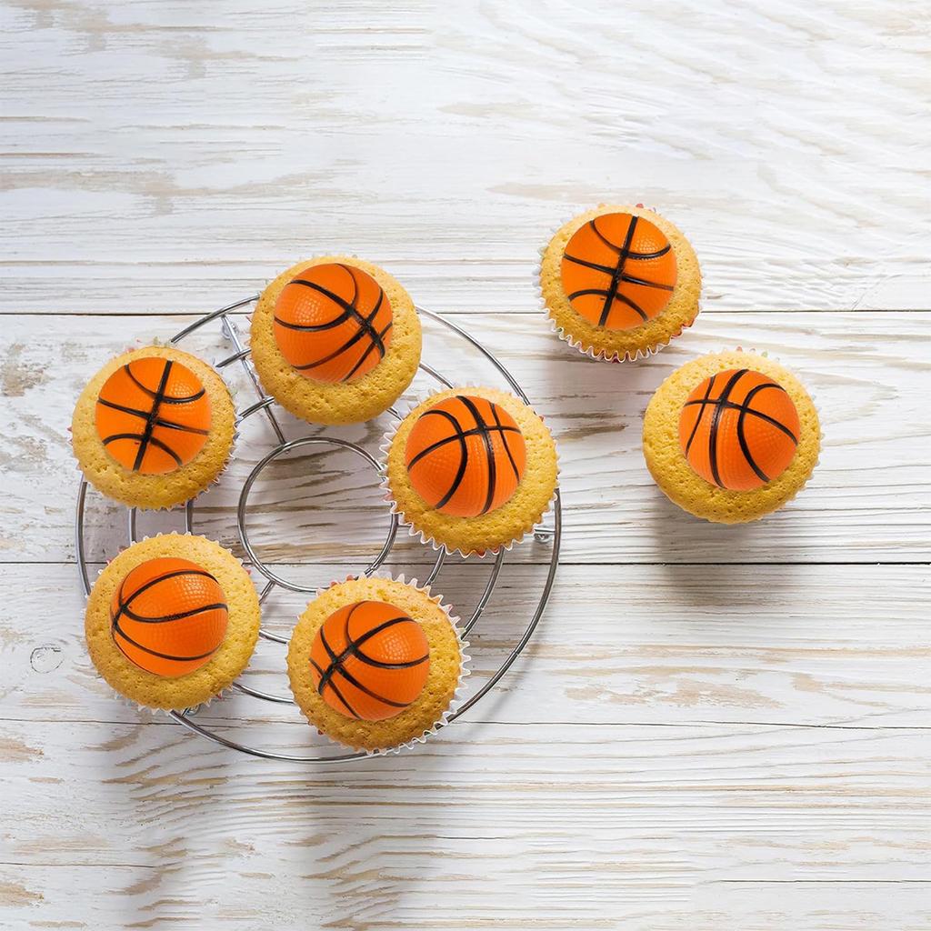10Pcs Basketball Cake Toppers 3D Basketball Cake Pick Decorations for Sports Theme Babyshower Birthday  Party Supply Decorations