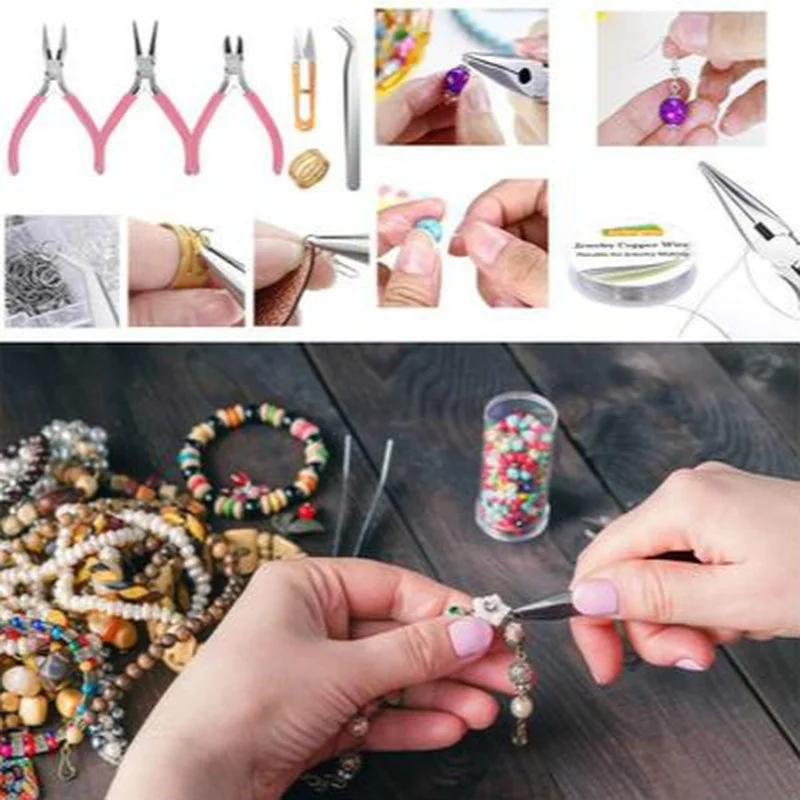 1171 buc Kit DIY pentru Confecționarea Bijuteriilor Cercei Kit de Unelte pentru Confecționare Include Mărgele Sârmă Brățară Mărgele Perle Distanțiere Clește pentru Bijuterii