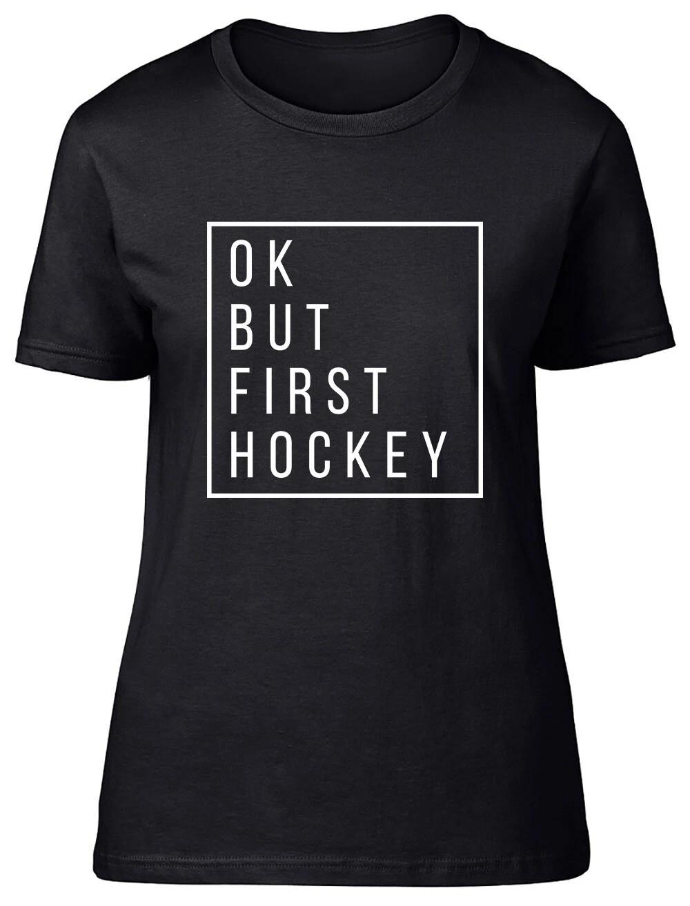 Ok but First Hockey Fitted Womens Ladies T Shirt XL