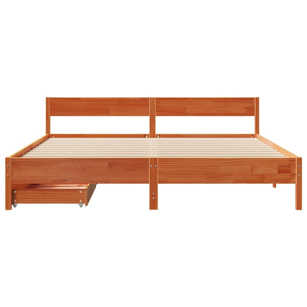 Solid Wood Bed Without Mattress Wax Brown 200x200 Cm Pine Wood