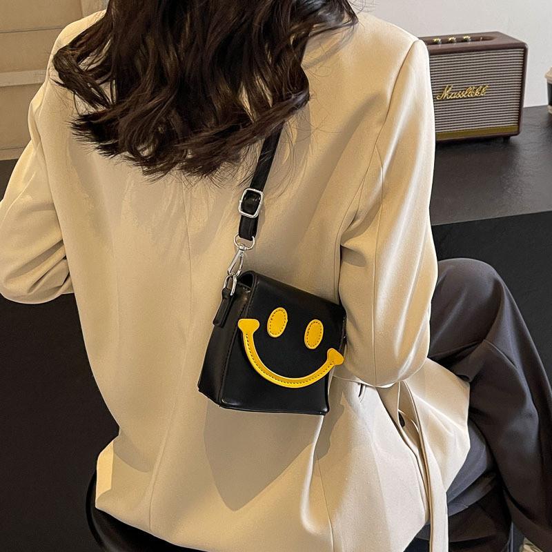 Adorable Cartoon Smiley Face Crossbody Bag For Girls Trendy And Lightweight