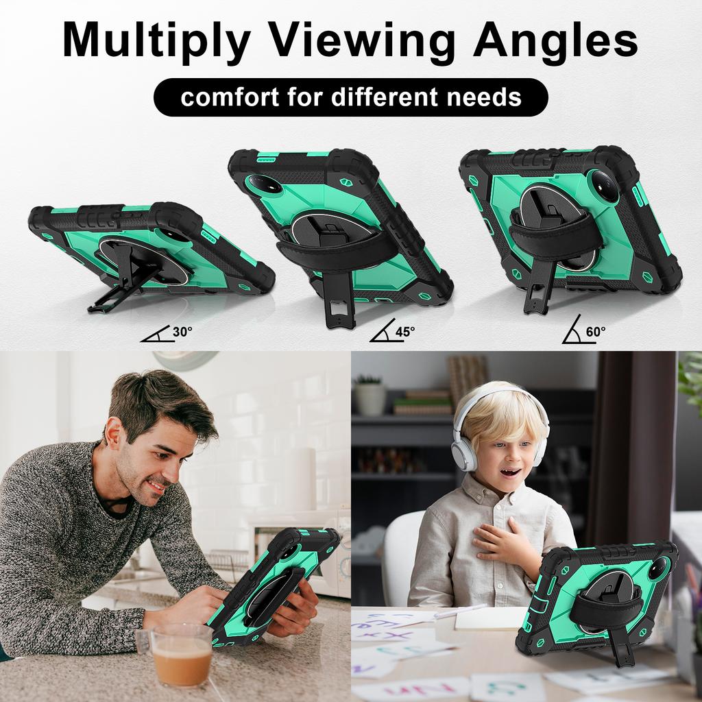 Für Xiaomi Redmi Pad SE 4G 8,7 Zoll Hülle Silikon+PC Kickstand Tablet Cover mit praktischem Gurt