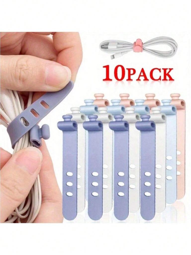 10pcs 73mm/10mm Reusable Fastening Cable Ties Cord Organizer for Earphone Mouse Cable Winder Portable Soft Silicone Wire Organizer