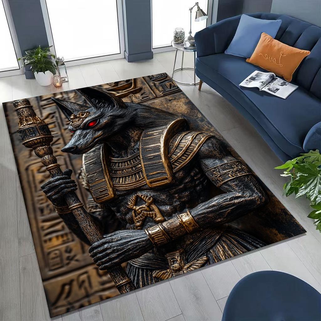 Ancient Egyptian God Dead Anubis Pharaoh Tutankhamun Mask Rug Carpet for Bedroom Living Room Sofa Doormat Decor,Non-slip Mat