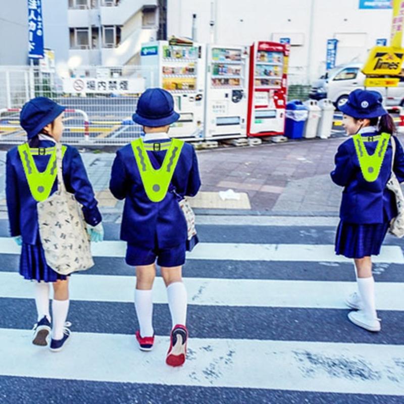 Outdoor Children Reflective Vest Students Polyester Safety Running Cycling Road V Shaped High Visibility Night Security