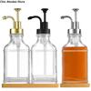 Square Coffee Syrup Bottle Press Type Fillable Clear Coffee Syrup Container Non-slip Reusable Glass Soap Pump Dispenser Home