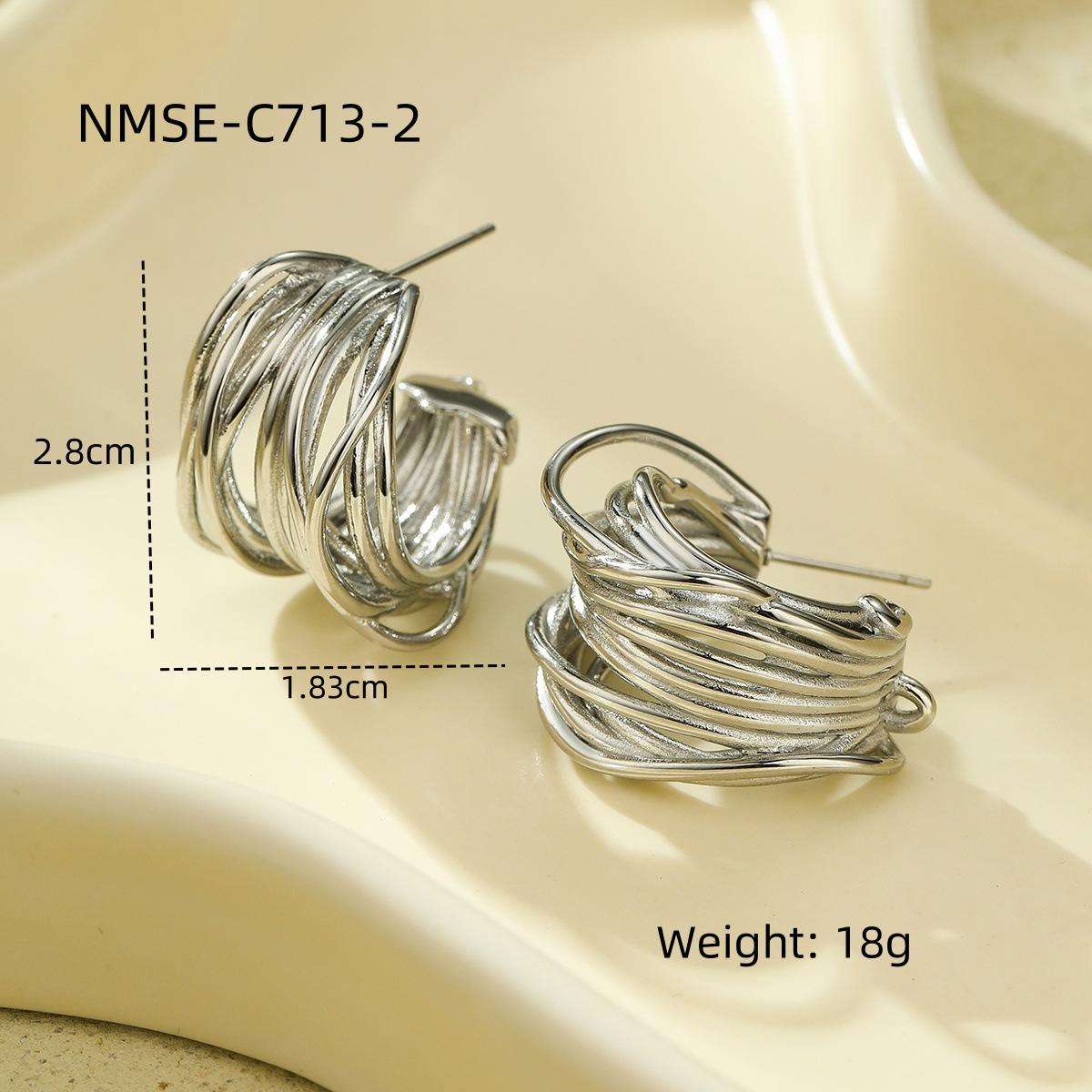 GEMCHIC Women s Ins Minimalist French Style Stainless Steel Multi-Layer C-Shape Wrapping Light Luxury Small and Exquisite Earrings
