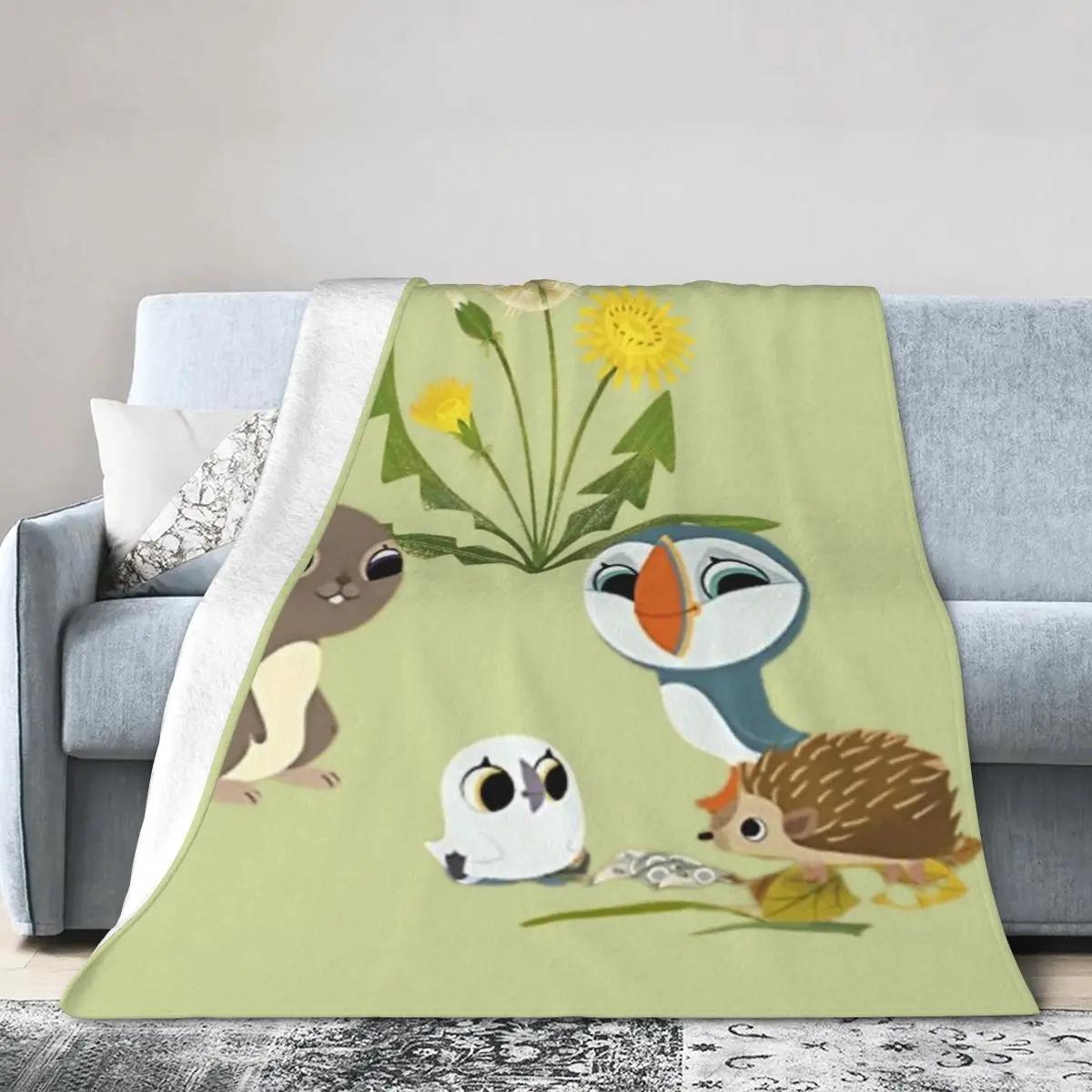 Monika Chen Unisex Flannel Throw Blanket Lovely Puffin Rock Together Blankets Soft Bedspread Warm Plush Blanket For Bed Picnic Travel Home Couch