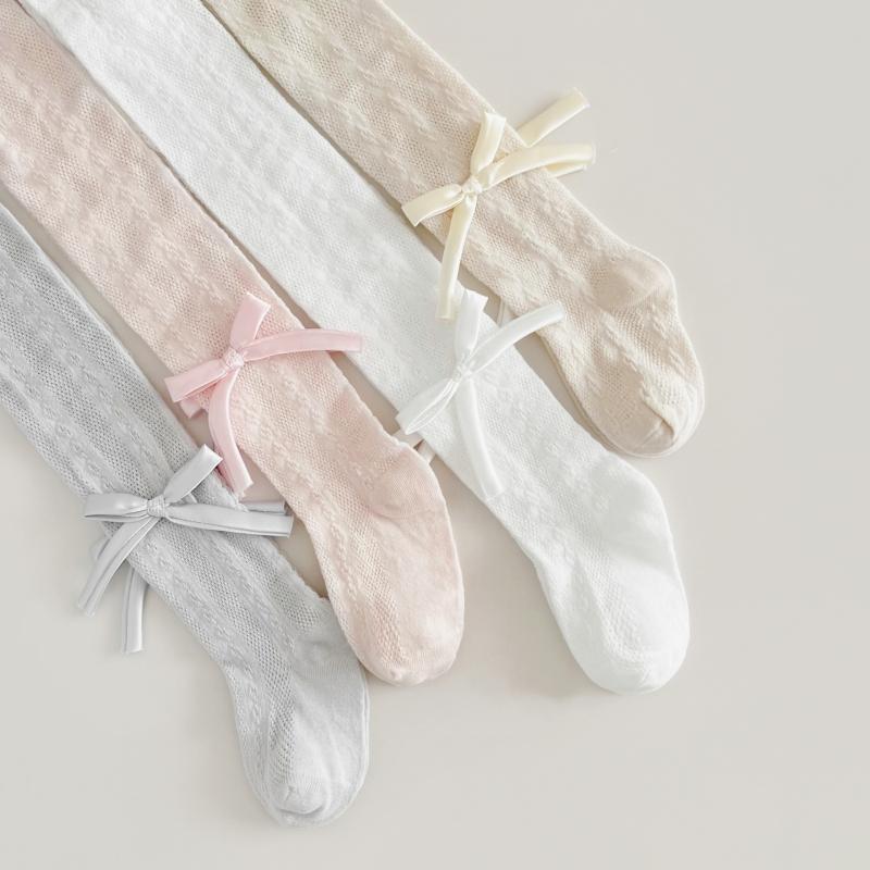 Girls Bow Pantyhose For Baby Sweet Style Princess Socks Thin Mesh Bottom Pantyhose For Girls Breathable Cute Summer