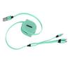 3 in 1 Multi Retractable Charger Cable 3A with TypeC for IOS Micro USB Connector 1.1M(Green )