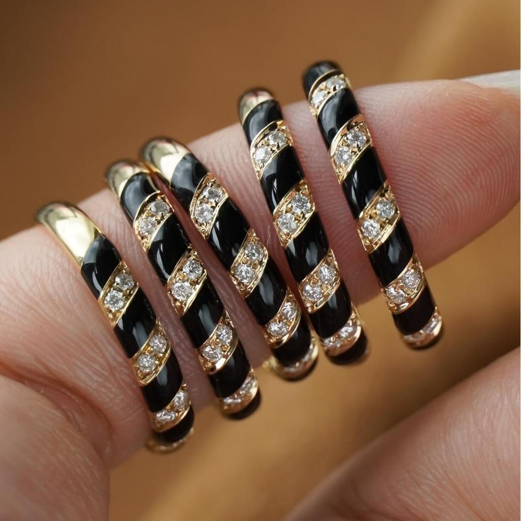 Red Elk s925 Sterling Silver Black & White Ring, Simple Versatile Fashion Jewelry for Women.