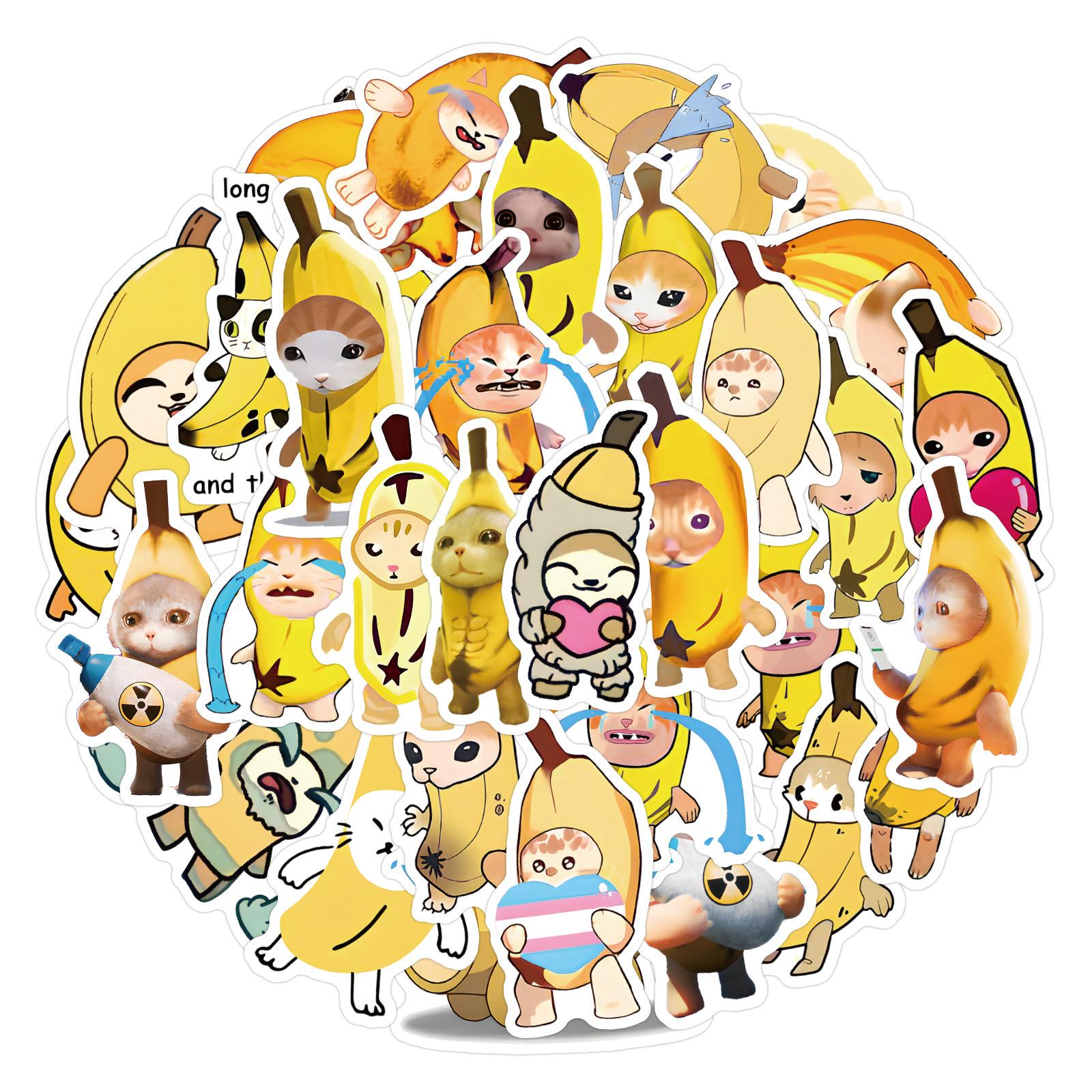 

50 Новых Наклеек Кота-Банана Кот-Банан Дудл Украсьте Гитарный Ноутбук Чемодан DIY Наклейки