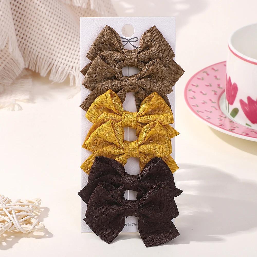 6-10Pcs/set Lattice Hair Bows Hair Clips for Girls Hairpin Handmade Cute Bows Barrettes Headwear Kids Children Hair Accessories