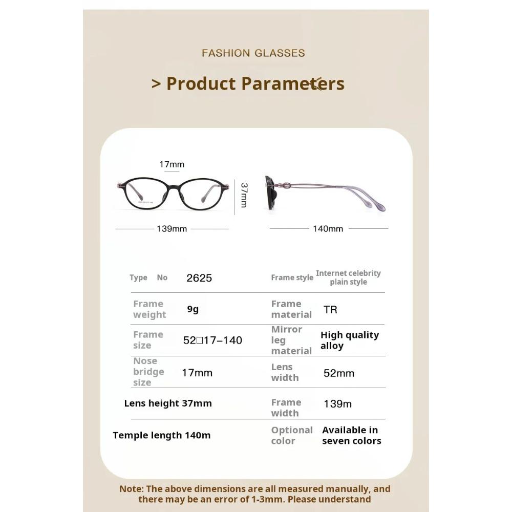 TFTB Noble Temperament Women's Glasses Ultra-light Retro Oval High-quality TR90 Alloy Optical Prescription Eyeglasses Frame 139m