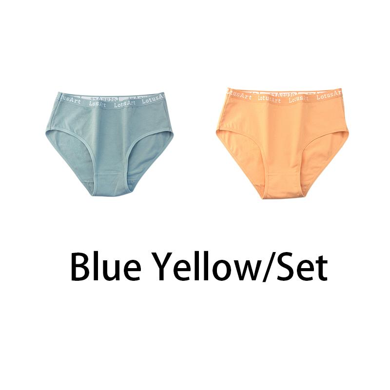 YOUULAR 2PCS/Lot Women Cotton Solid Seamless Panties Sexy Big Size Underwear Letter Lingerie Mid Waist Comfortable Briefs NKT2123-2