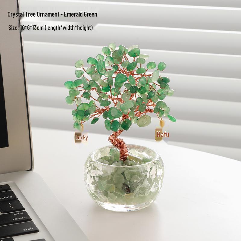 Citrine Money Tree Cat Ornament - Home, Office, Housewarming or Birthday Decoration