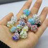 5Pcs, Handmade Lampwork Glass Beads, Boho Colored Spherical Beads, Loose Beads for Jewelry Making DIY Crafts, Unique Holiday Gifts, 14×14mm
