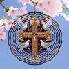 Large 2D Metal Wind Spinner with Pigeon Cross Design Infinity Rotation Outdoor Decor for Garden Yard Kinetic Energy Wind Chime