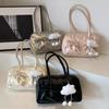 Version Coréenne Style Doux et Girly Sac à Bandoulière Mode Sacs à Main Plissés pour Femmes PU Sac d'Aisselle de Loisirs Sacs à Main Féminins Portefeuille