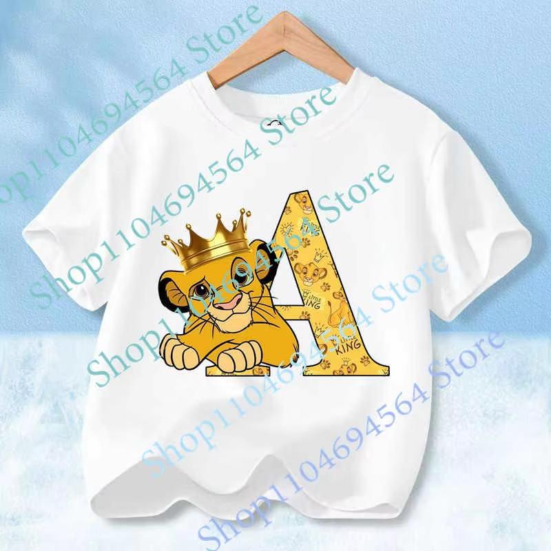 

Kids Child s Streetwear Casual Clothes 2026 Lion King Boys T-shirt Letter A-Z 150