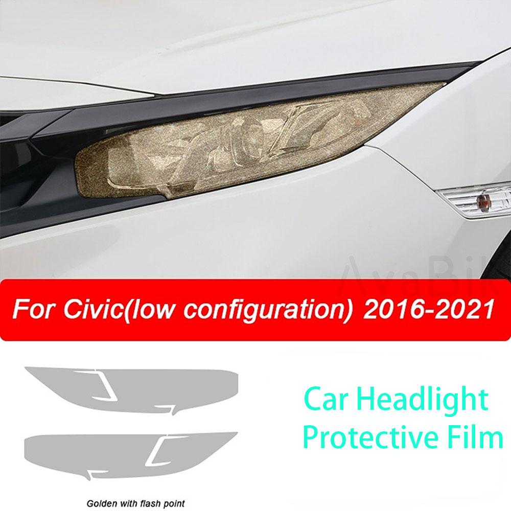 PPFCar Headlight Protective Film Front Light Transparent Smoked Black TPU Sticker for Honda Civic 10th Gen 2016- Accessories