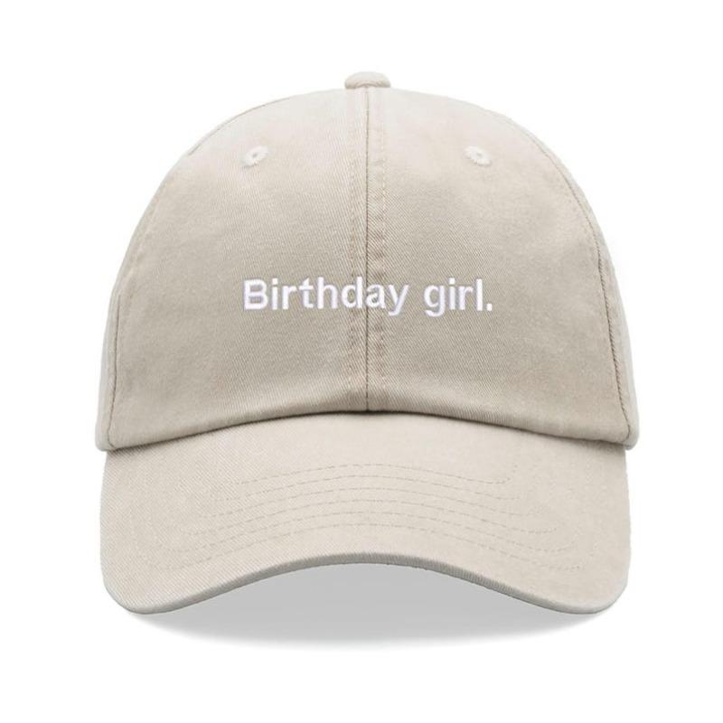 1pc "Birthday Girl" Pikmin Baseball Cap Women,Vintage Washed Heated Rivalry Dad Hat Low Adjustable Driver Cap for Outdoor Sports