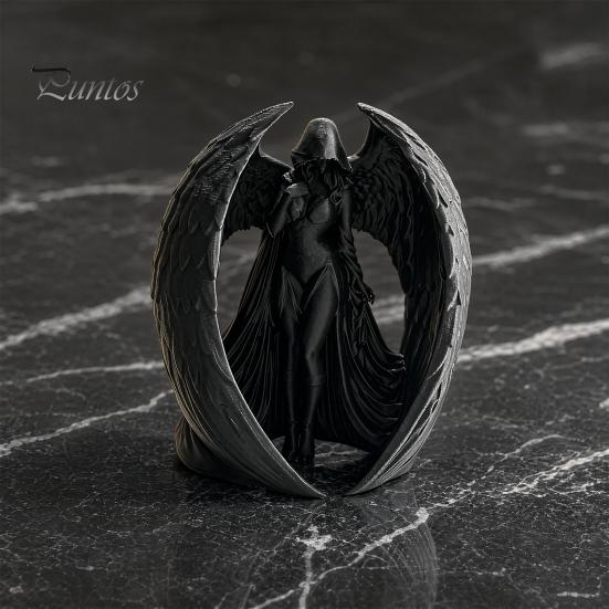 Gothic Desk Ornament 3D Printed Dark Goddess Figurine, Vintage Winged Women Sculpture Statue, Desktop Decoration for Home Office Living Room